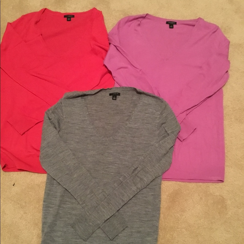(3) Ann Taylor V-Neck Merino Sweaters